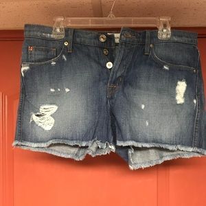 Denim distressed shorts